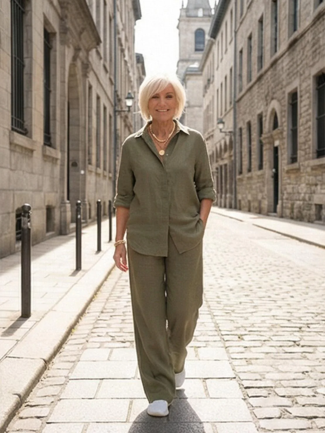 Vivian | Women's Casual Button-Down Shirt and Wide-Leg Pants Set - Image 24