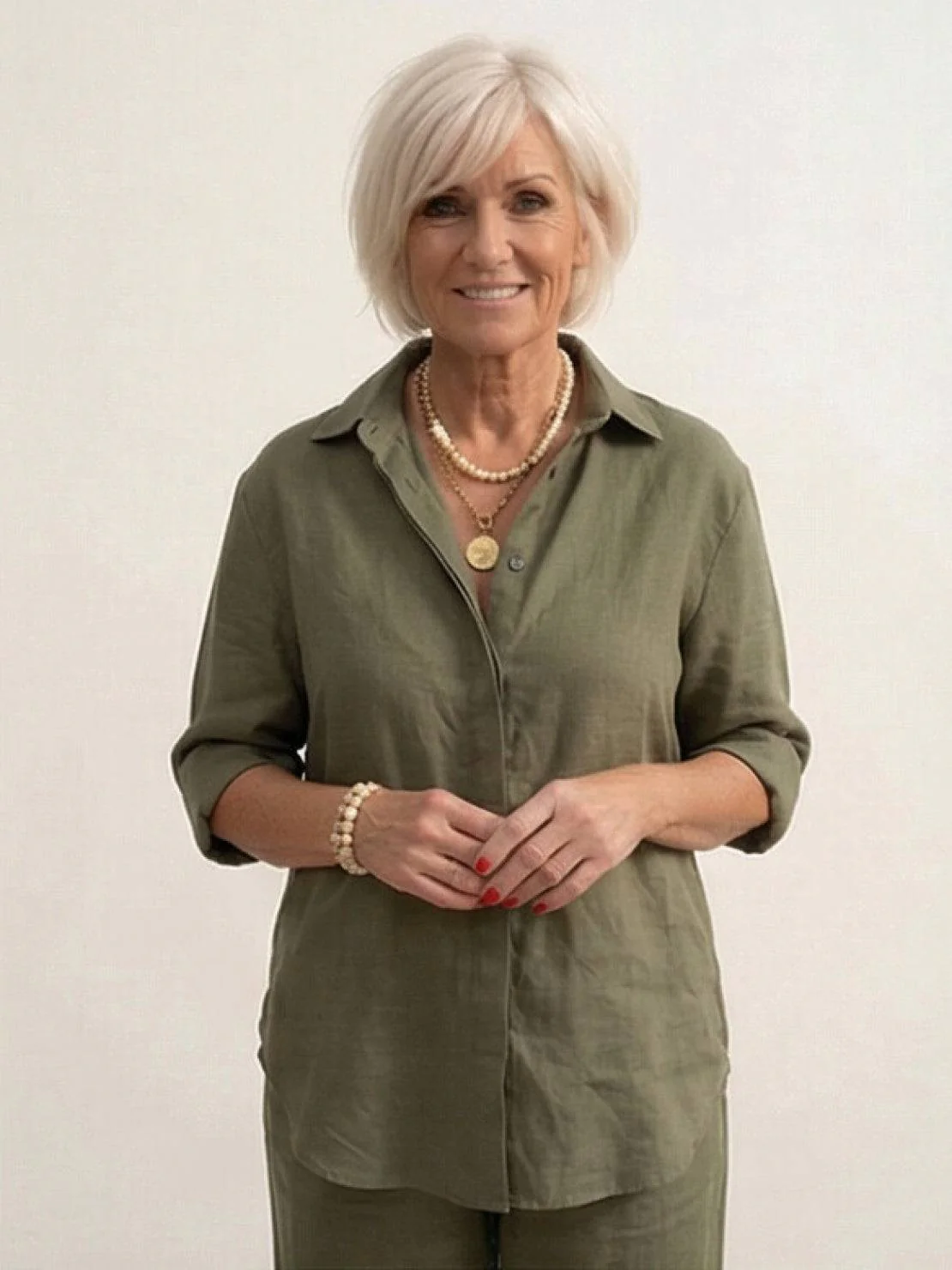 Vivian | Women's Casual Button-Down Shirt and Wide-Leg Pants Set - Image 25