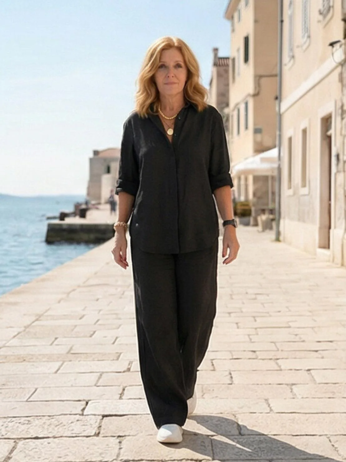 Vivian | Women's Casual Button-Down Shirt and Wide-Leg Pants Set - Image 27