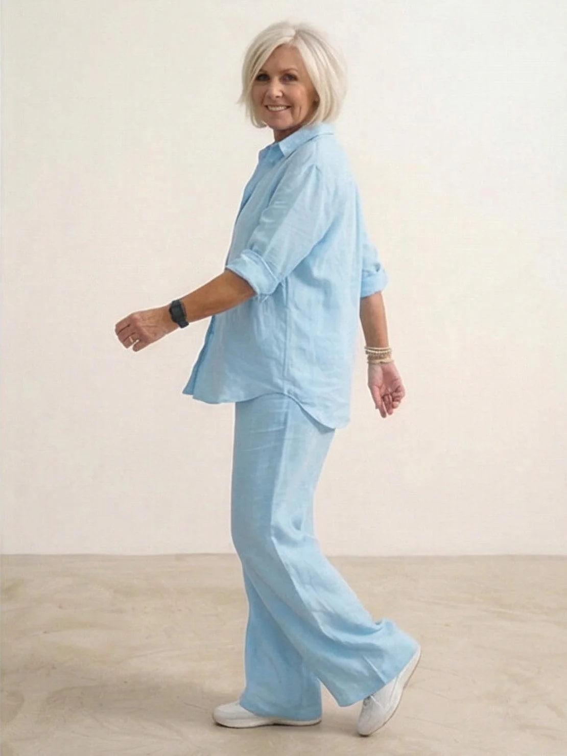 Vivian | Women's Casual Button-Down Shirt and Wide-Leg Pants Set - Image 36