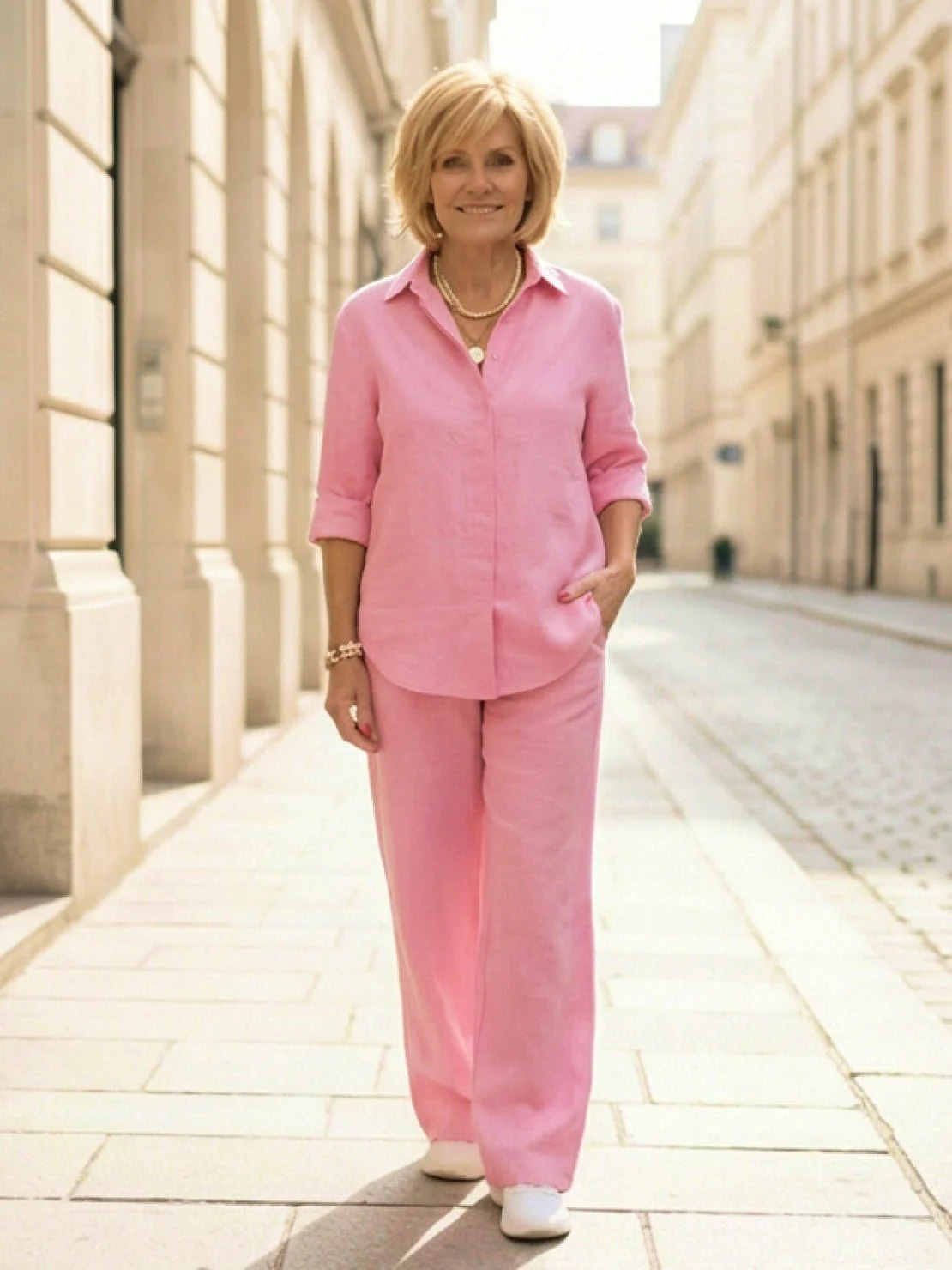 Vivian | Women's Casual Button-Down Shirt and Wide-Leg Pants Set - Image 39