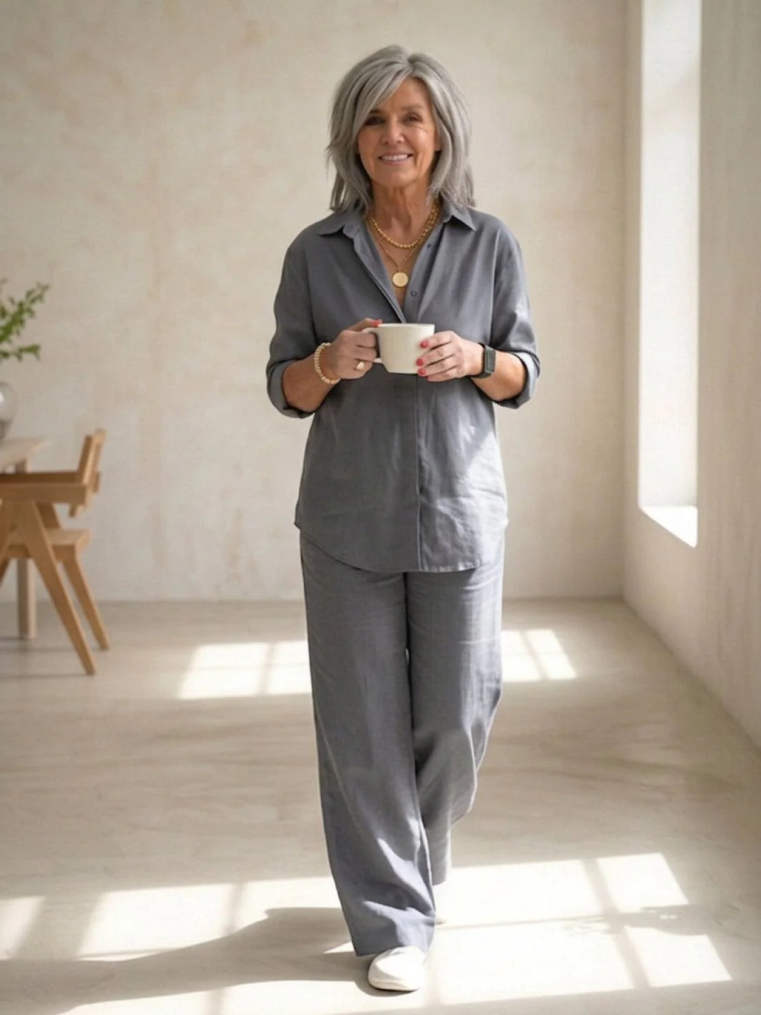 Vivian | Women's Casual Button-Down Shirt and Wide-Leg Pants Set - Image 45