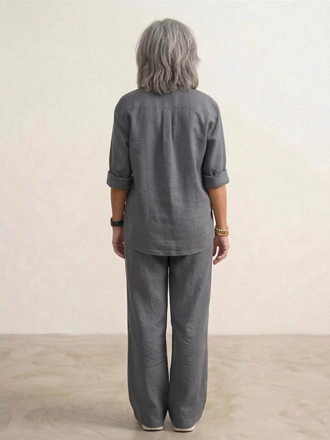 Vivian | Women's Casual Button-Down Shirt and Wide-Leg Pants Set - Image 47