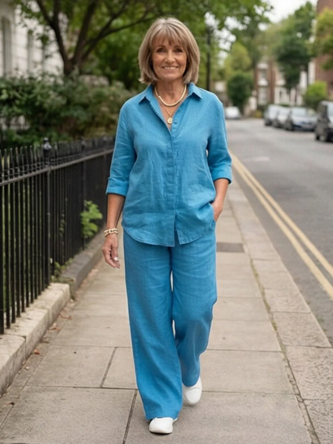 Vivian | Women's Casual Button-Down Shirt and Wide-Leg Pants Set - Image 51