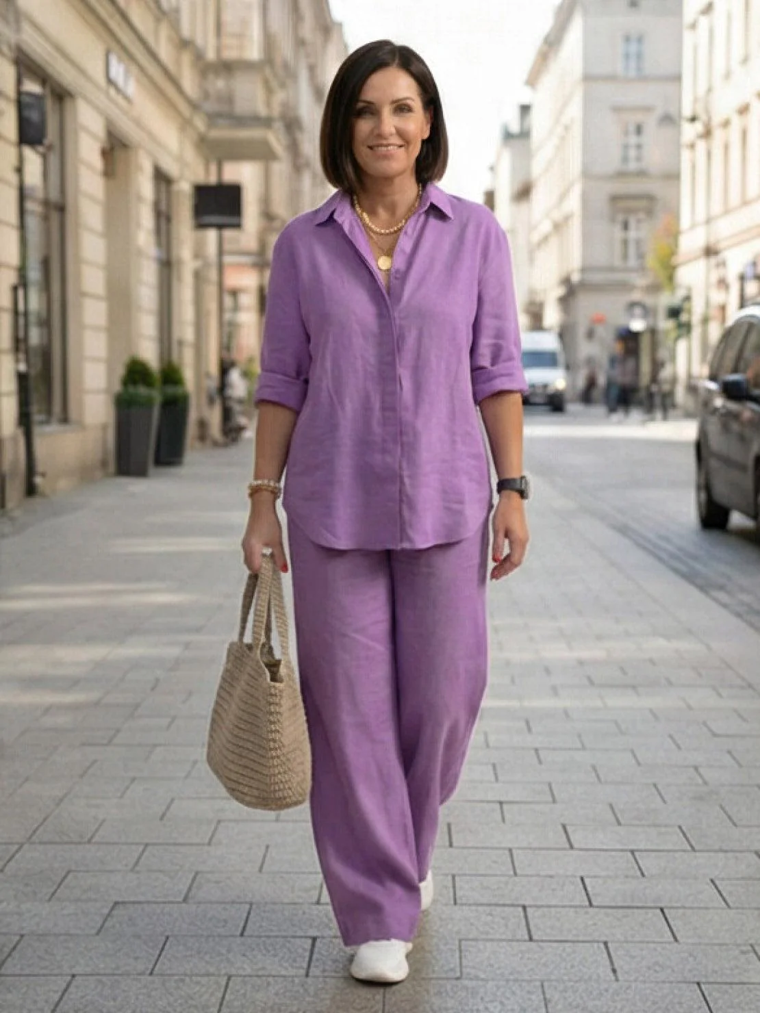 Vivian | Women's Casual Button-Down Shirt and Wide-Leg Pants Set - Image 58