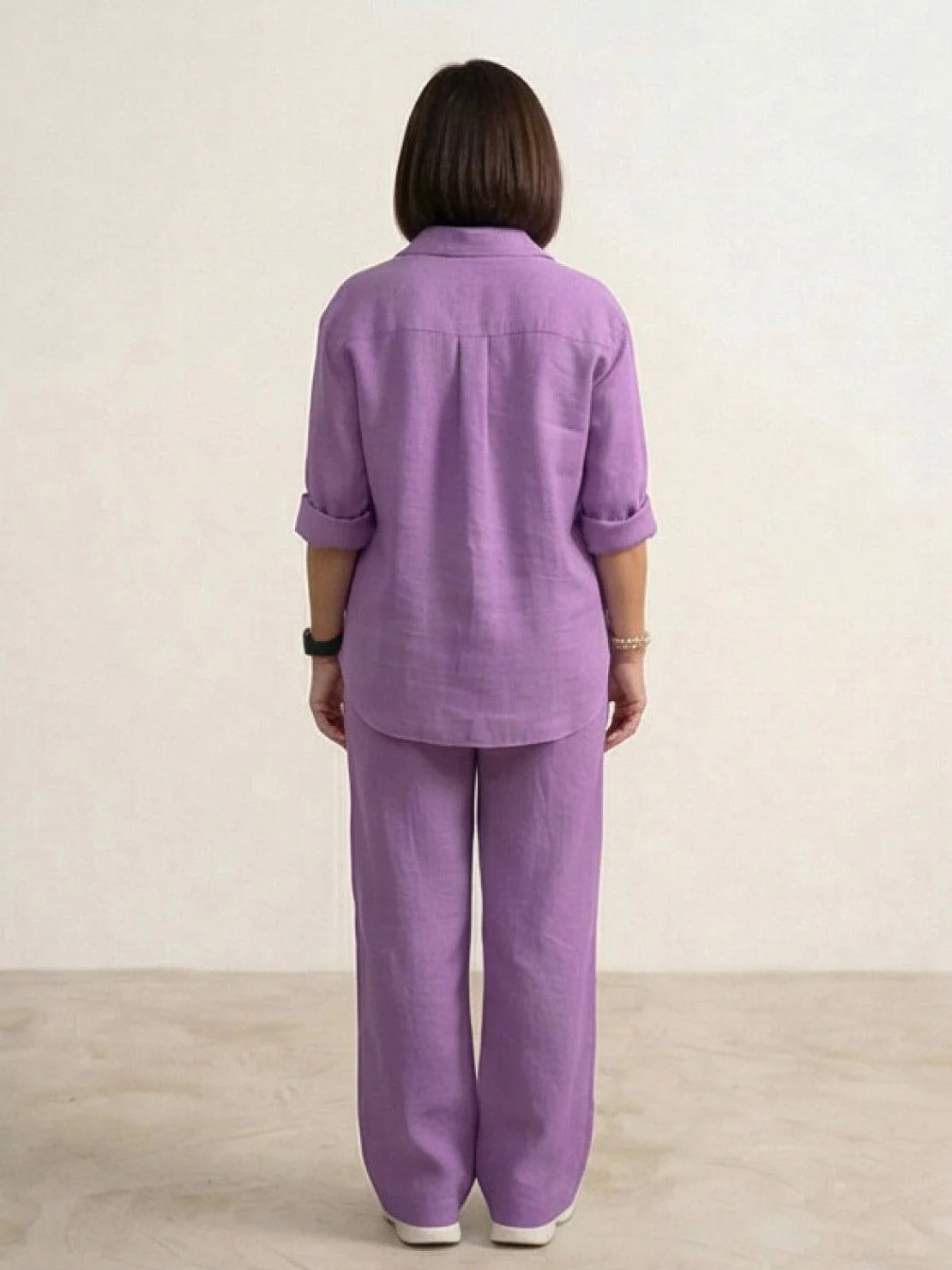Vivian | Women's Casual Button-Down Shirt and Wide-Leg Pants Set - Image 59