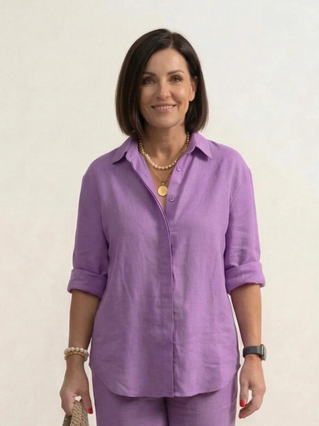 Vivian | Women's Casual Button-Down Shirt and Wide-Leg Pants Set - Image 61