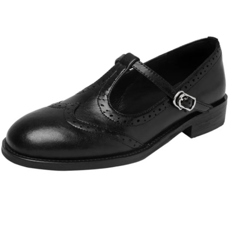 Vivian | Women's T-Strap Mary Jane Shoes Low Block Heel Buckle - Image 6