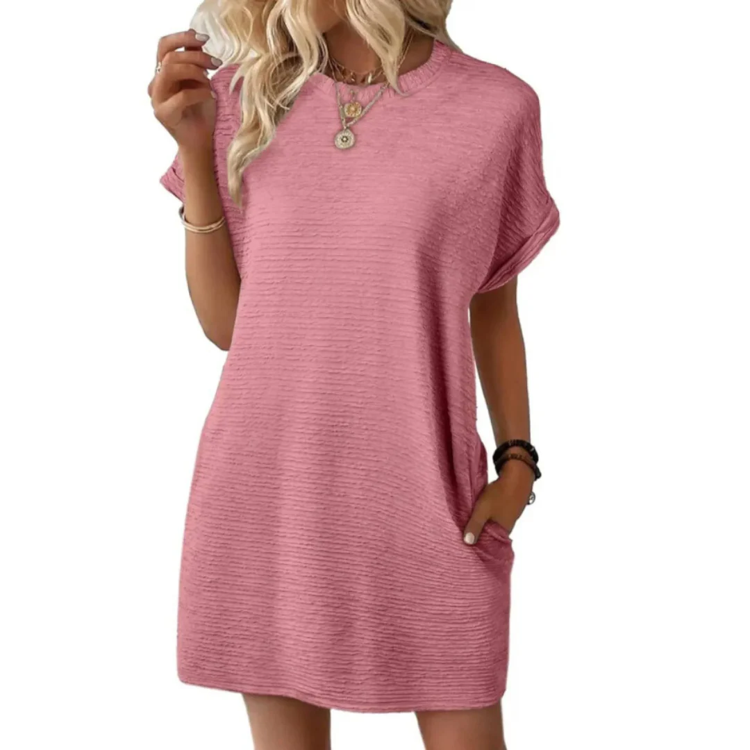 Vivid | Women's Crew Neck Short Sleeve T-Shirt Mini Dress - Image 2