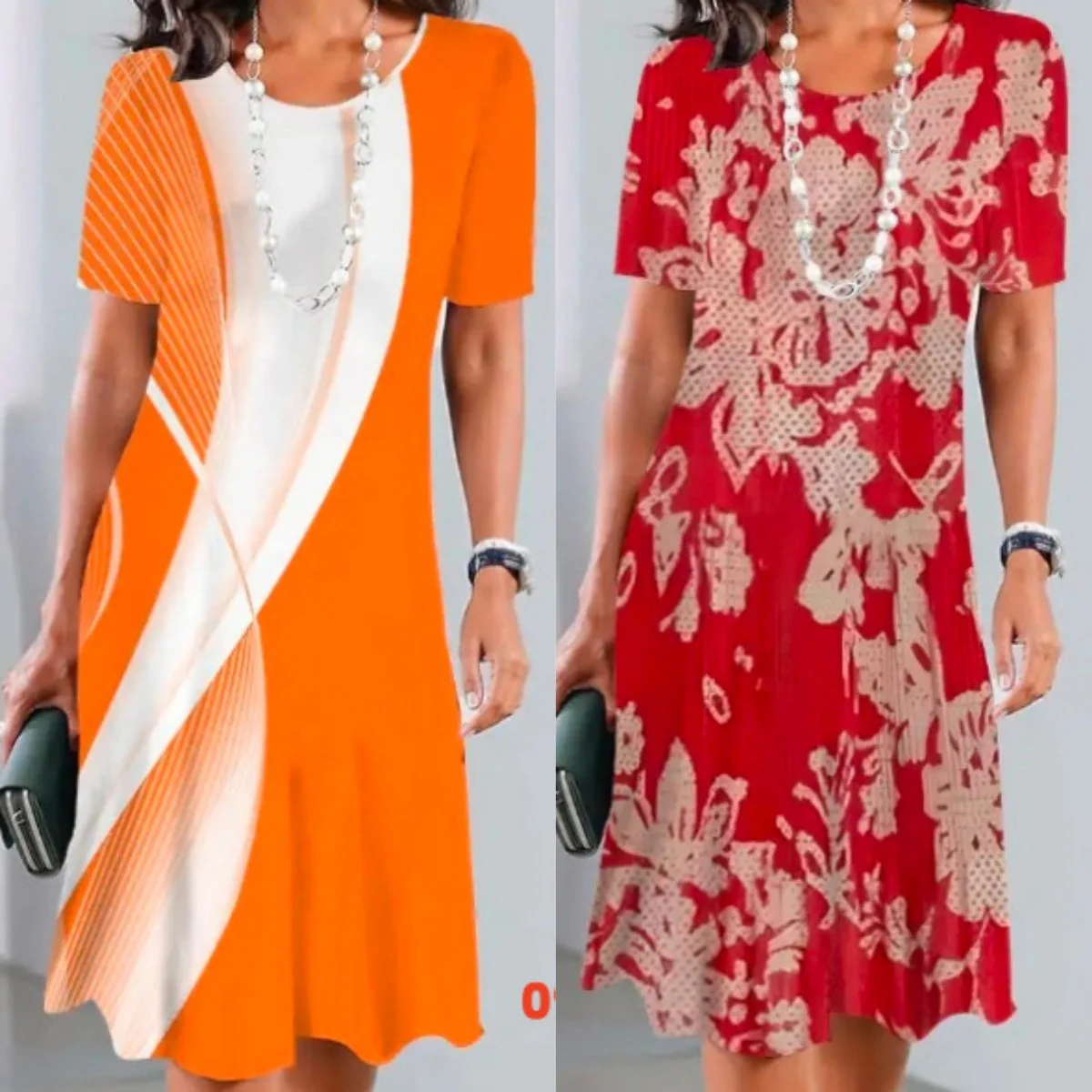 Vivid | Women's Print Midi Dress Short Sleeve A-Line Casual - Image 10
