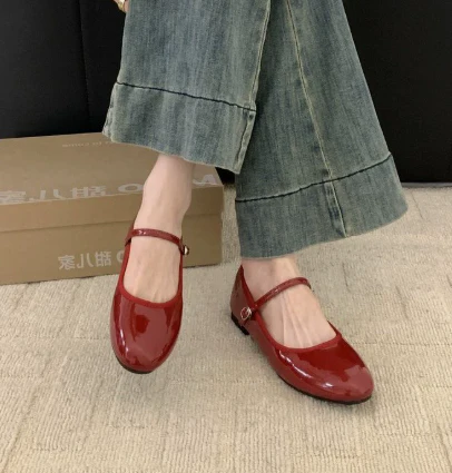 Vivienne | Women's Patent Mary Jane Shoes with Low Block Heel - Image 2