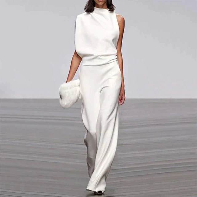 Vivienne | Women's Sleeveless Wide Leg Jumpsuit Mock Neck Formal - Image 2