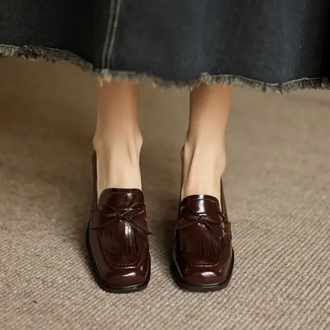 Vivienne | Women's Tassel Loafer Pumps Block Heel Round Toe Heels - Image 10