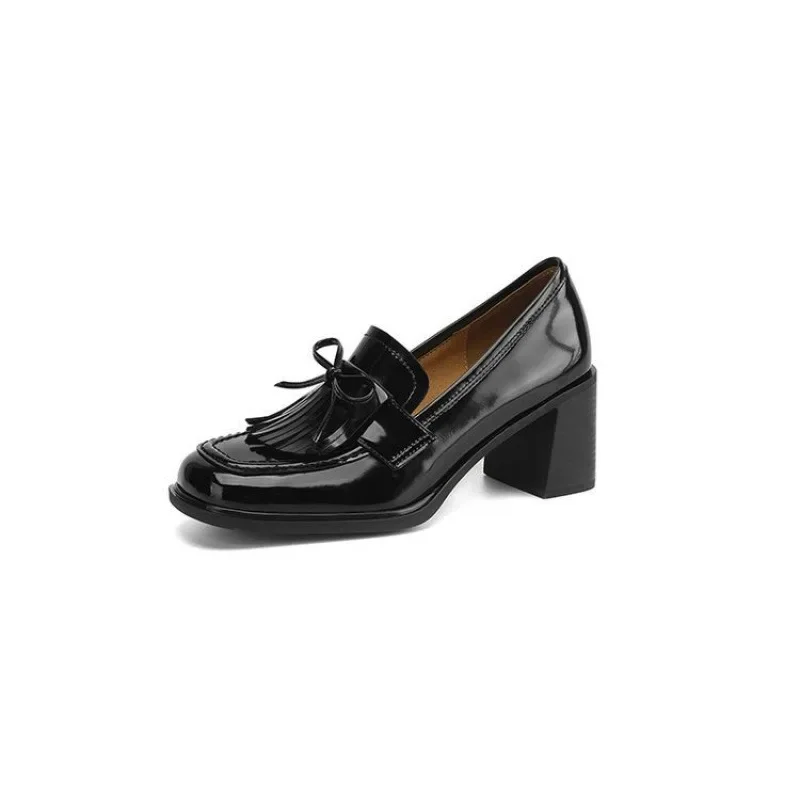 Vivienne | Women's Tassel Loafer Pumps Block Heel Round Toe Heels - Image 5