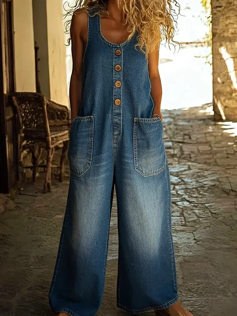 Willow | Women's Overalls Loose Fit Sleeveless Jumpsuit - Image 2