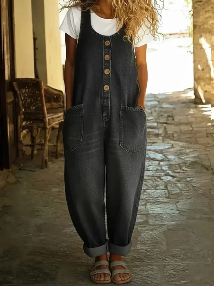Willow | Women's Overalls Loose Fit Sleeveless Jumpsuit - Image 3