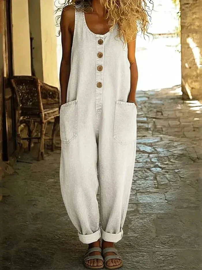 Willow | Women's Overalls Loose Fit Sleeveless Jumpsuit - Image 4