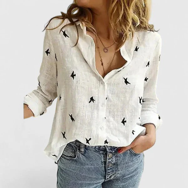 Winifred | Women's Floral V-Neck Long Sleeve Blouse - Image 7