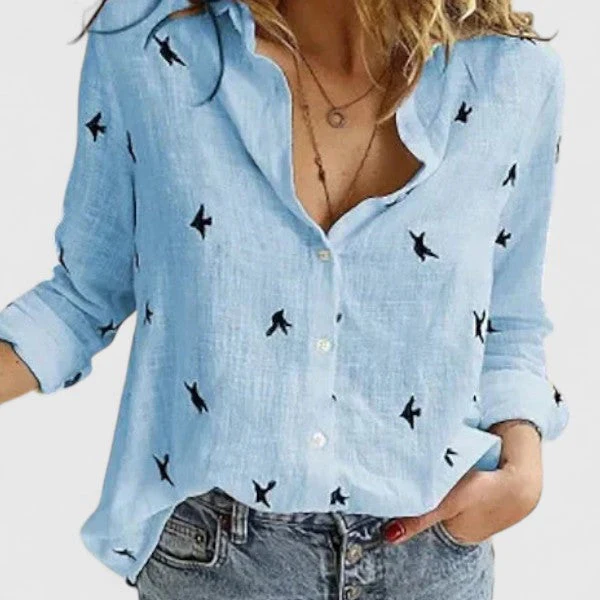 Winifred | Women's Floral V-Neck Long Sleeve Blouse - Image 8