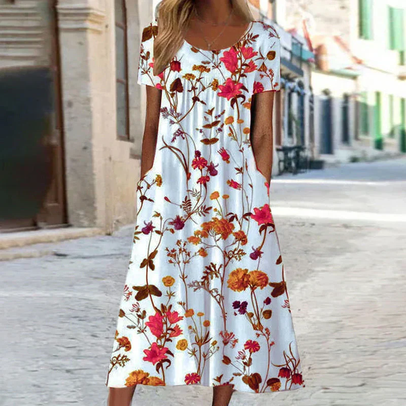 Winslet | Women's Floral Short Sleeve Midi Dress - Image 4
