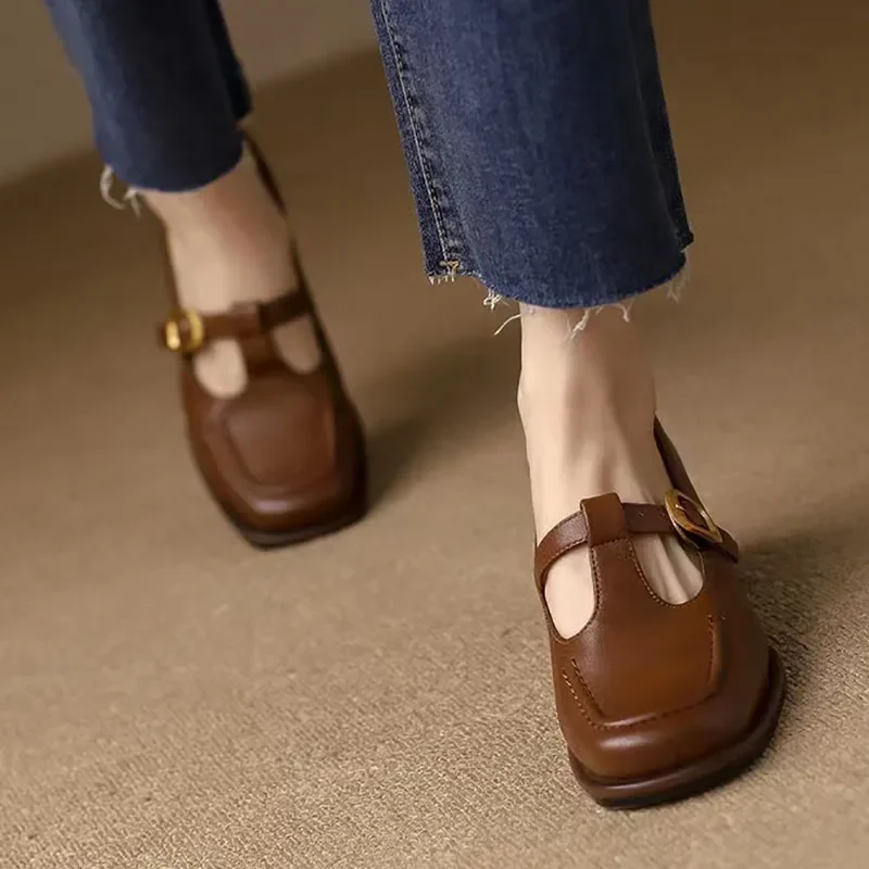 Wren | Women's T-Strap Mary Jane Shoes Square Toe Low Block Heel - Image 10