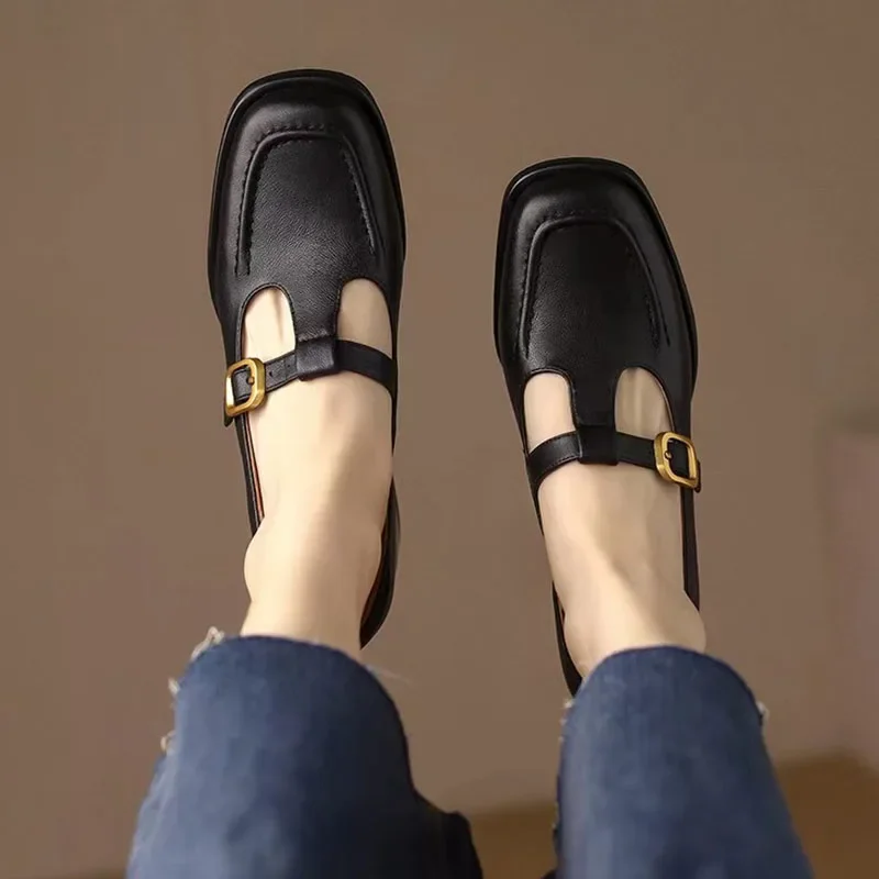 Wren | Women's T-Strap Mary Jane Shoes Square Toe Low Block Heel - Image 7