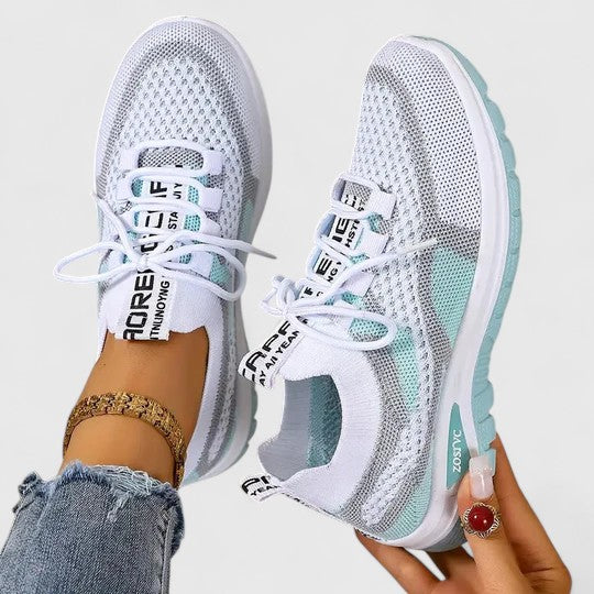 Zara | Women's Mesh Lace-Up Sneakers Lightweight Athletic Shoes - Image 2