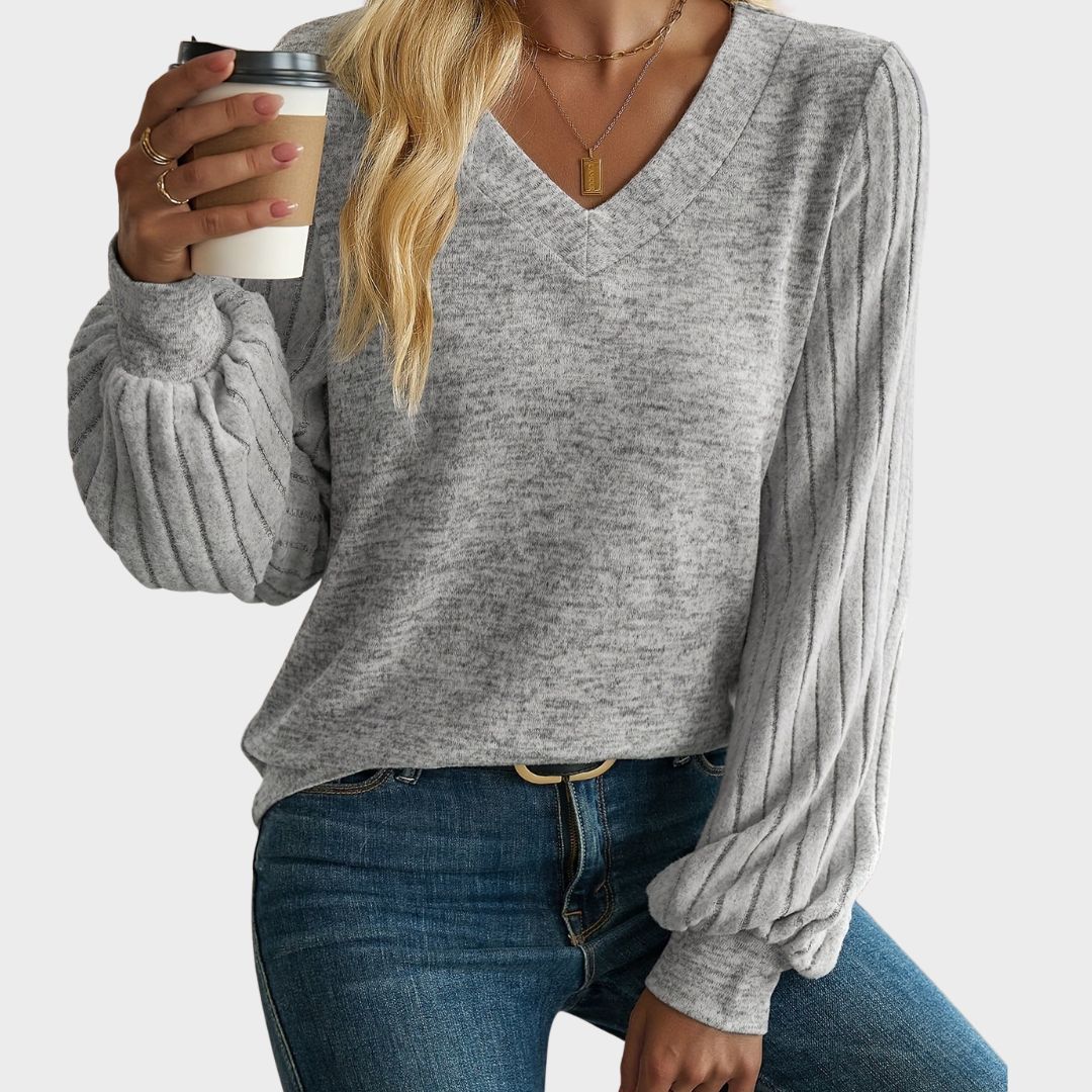 Zoey™ | Elegant Lantern Sleeve Sweater - Image 3