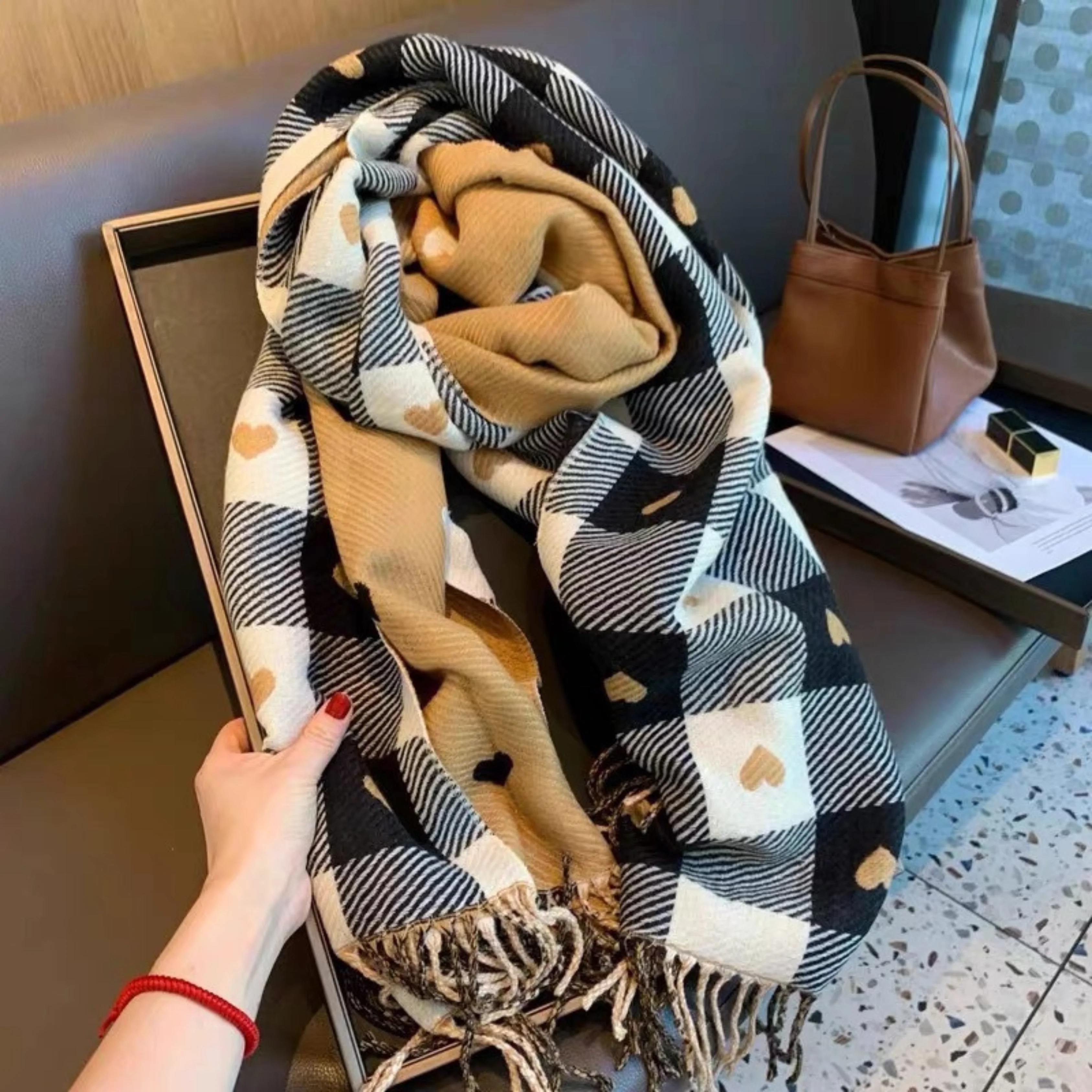ZOLANI™ | Comfy Warm Plaid Double Side Tassel Scarf - Image 6