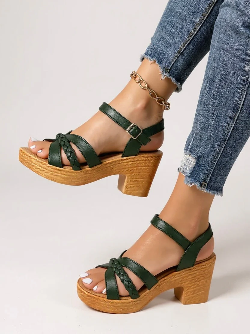 Zuri | Women's Woven Block Heel Cushioned Sandals - Image 6